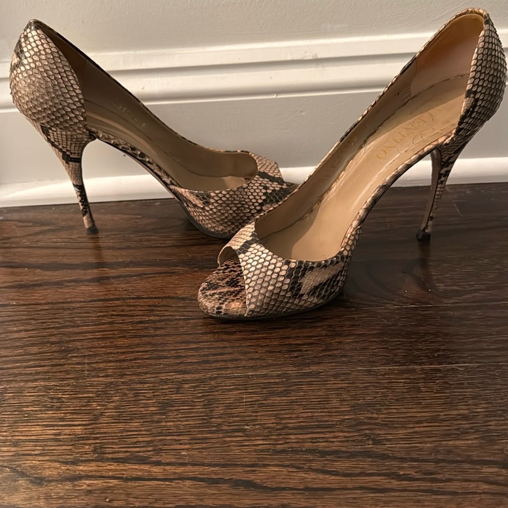 Valentino Snakeskin Peep-toe Pumps 100% Authentic